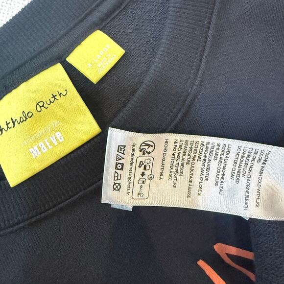 Anthropologie Maeve XL Ruth Bonne Année Varsity Crew sweatshirt SP 2752 - Picture 5 of 11